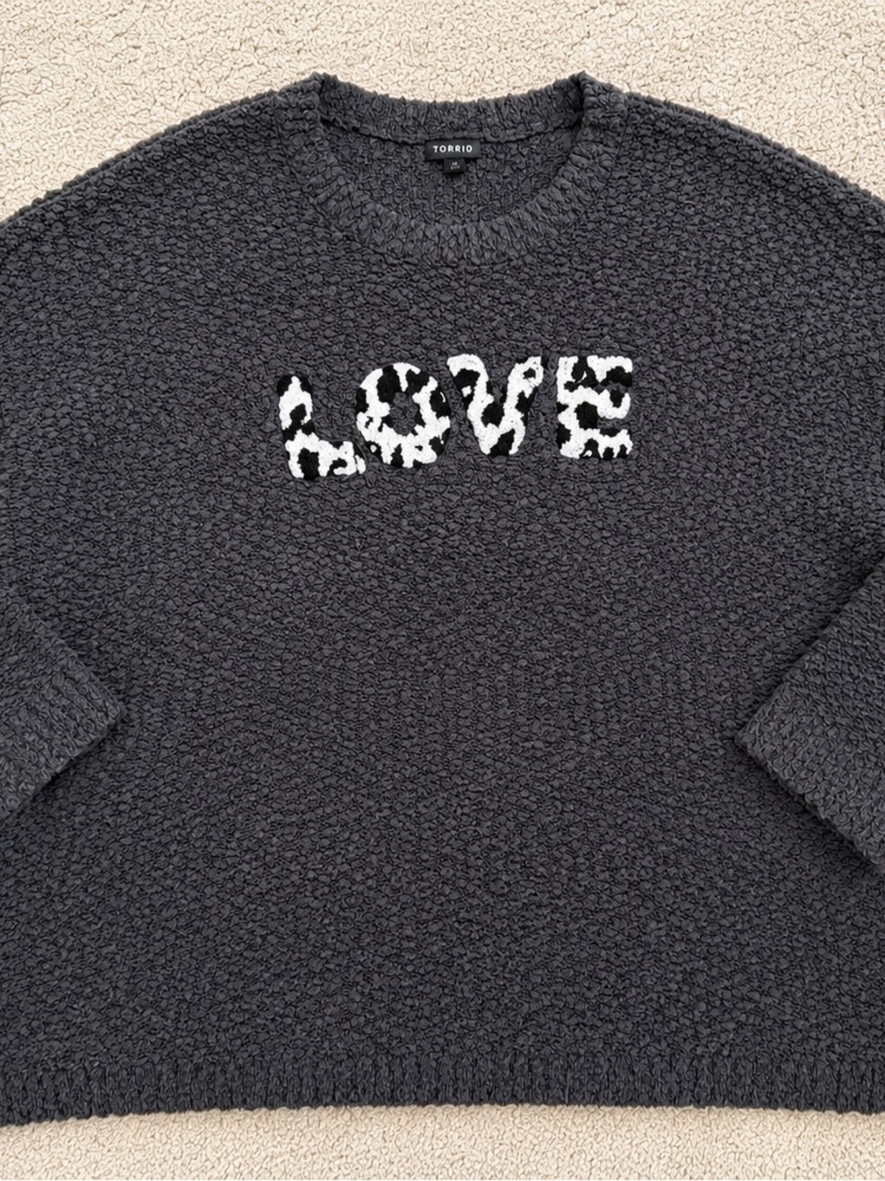 Torrid Size 3 LOVE Popcorn Sweater Grey Cow Graphic Cozy Plus Size Sweater